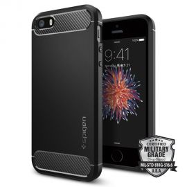 Juodas dėklas Apple Iphone 5s / SE "Spigen Rugged Armor"