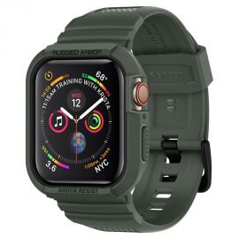 Žalias dėklas Apple Watch 4 / 5 / 6 / 7 / 8 / 9 / SE (44 / 45MM) "Spigen Rugged Armor Pro"