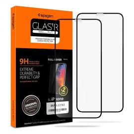 Juodas apsauginis ekrano stiklas Apple Iphone 11 Pro "Spigen Glass Fc" 2vnt