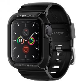 Juodas dėklas Apple Watch 4 / 5 / 6 / 7 / 8 / 9 / SE (40 / 41MM) "Spigen Rugged Armor Pro"