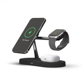 Juoda pakrovimo stotelė "TECH-PROTECT A12 3IN1 MAGNETIC MAGSAFE"