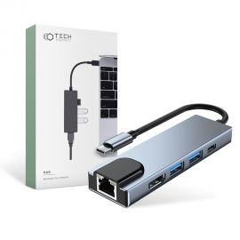 Pilkas adapteris "TECH-PROTECT V3-HUB ADAPTER 5IN1"