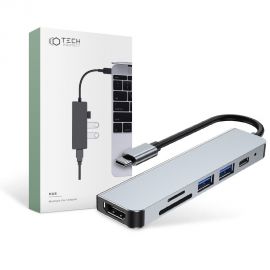 Pilkas adapteris "TECH-PROTECT V4-HUB ADAPTER 6IN1"
