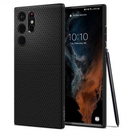 Juodas matinis dėklas Samsung Galaxy S22 Ultra "Spigen Liquid Air"