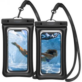 Juodas dėklas atsparus vandeniui "Spigen A601 Universal waterproof float case 2-pack"