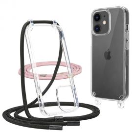 Skaidrus dėklas su juoda-rausva virvele Apple Iphone 11 "Tech-Protect Flexair Chain"