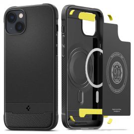 Juodas matinis dėklas Apple Iphone 14 Plus / 15 Plus "Spigen Rugged Armor MagSafe"