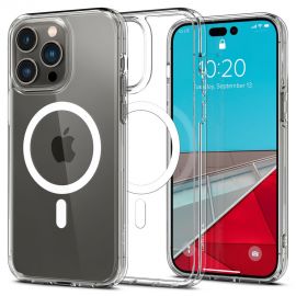 Skaidrus-baltas dėklas Apple Iphone 14 Pro Max "Spigen Ultra Hybrid Magsafe"