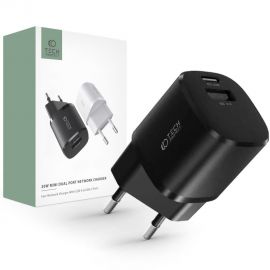 Juodas universalus buitinis pakrovėjas "Tech-Protect C20W Mini 2-Port PD20W/QC3.0"