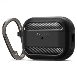 Juodas matinis dėklas Apple Airpods Pro 1 / 2"Spigen Rugged Armor"