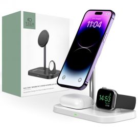 Baltas belaidis pakrovėjas "TECH-PROTECT QI15W A22 3IN1 MAGNETIC MAGSAFE "