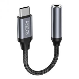 Juodas adapteris 'TECH-PROTECT ULTRABOOST ADAPTER TYPE-C TO MINI JACK 3.5MM"