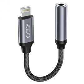 Juodas adapteris 'TECH-PROTECT ULTRABOOST ADAPTER LIGHTNING TO MINI JACK 3.5MM"