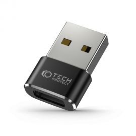 Juodas adapteris "TECH-PROTECT ULTRABOOST ADAPTER USB TO TYPE-C"