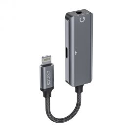 Juodas adapteris "TECH-PROTECT ULTRABOOST ADAPTER LIGHTNING TO MINI JACK 3.5MM & LIGHTNING"