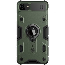 Tamsiai žalias dėklas Nillkin CamShield Armor PRO Hard telefonui Apple iPhone 7 / 8 / SE 2020 / SE 2022