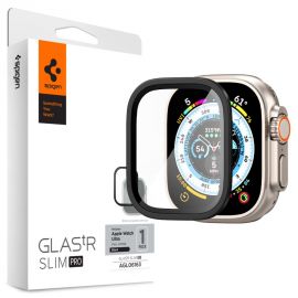 Apsauginis ekrano stikliukas su juodu rėmeliu Apple Watch Ultra 1 / 2 (49 MM) "SPIGEN GLAS.TR SLIM PRO"