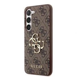 Rudas originalus dėklas Guess PU 4G Metal Logo telefonui Samsung Galaxy S23