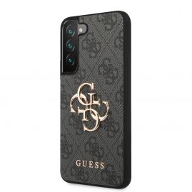 Pilkas originalus dėklas Guess PU 4G Metal Logo telefonui Samsung Galaxy S23