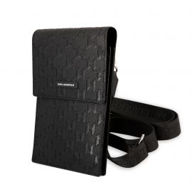 Juodas telefono krepšys "Karl Lagerfeld Saffiano Monogram Wallet Phone Bag"