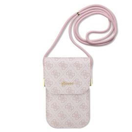 Rausvas krepšys telefonui Guess PU 4G Metal Logo Script Phone Bag