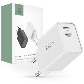 Baltas buitinis pakrovėjas "TECH-PROTECT C35W 2-PORT NETWORK CHARGER PD35W"