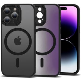 Juodas matinis dėklas Apple Iphone 15 Pro "Tech-Protect Magmat Magsafe Cam+"