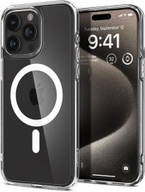 Baltas dėklas Apple Iphone 15 Pro Max "Spigen Ultra Hybrid Mag Magsafe"