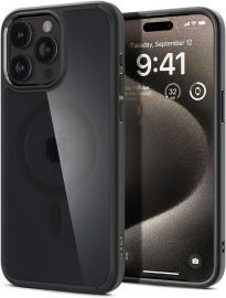 Juodas frost dėklas Apple Iphone 15 Pro Max "Spigen Ultra Hybrid Mag Magsafe"
