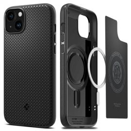 Juodas matinis dėklas Apple Iphone 15 "Spigen Mag Armor Magsafe"