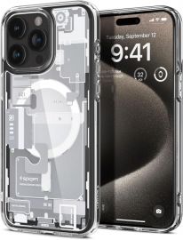 Baltas Zero One dėklas Apple Iphone 15 Pro Max "Spigen Ultra Hybrid Mag Magsafe"