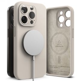 Akmens spalvos dėklas Apple Iphone 15 Pro Max "Ringke Silicone Magnetic Magsafe"