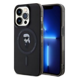 Juodas originalus dėklas Karl Lagerfeld IML Ikonik MagSafe Apple iPhone 15 Pro