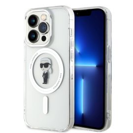 Skaidrus originalus dėklas Karl Lagerfeld IML Ikonik MagSafe telefonui Apple iPhone 15 Pro