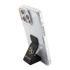 Juodas dėklas Guess PU Grip Stand 4G Metal Logo telefonui Apple iPhone 15 Pro