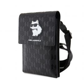 Juodas telefono krepšys "Karl Lagerfeld Saffiano Monogram Wallet Phone Bag Choupette NFT"