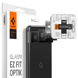 Juodas apsauginis stiklas galiniai kamerai Google Pixel 8 "Spigen Optik TR Ez Fit 2Pack"