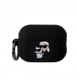 Juodas dėklas Apple Airpods Pro 2 "Karl Lagerfeld 3D Logo NFT Karl and Choupette Silicone"
