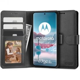 Juodas atverčiamas dėklas Motorola Edge 40 Neo "Tech-Protect Wallet"