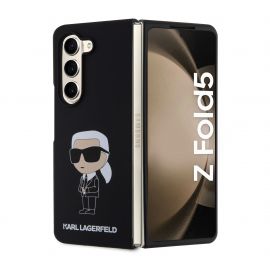 Juodas originalus dėklas Karl Lagerfeld Liquid Silicone Ikonik NFT telefonui Samsung Galaxy Z Fold 5