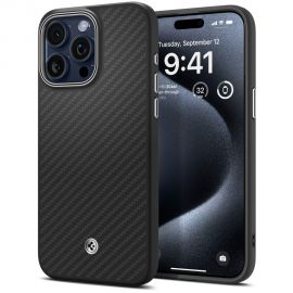 Juodas matinis dėklas Apple Iphone 15 Pro Max "Spigen Enzo Aramid Mag Magsafe"