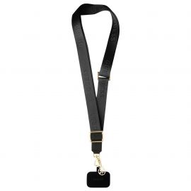 Juodas dirželis Guess Crossbody Strap Nylon 4G Charm