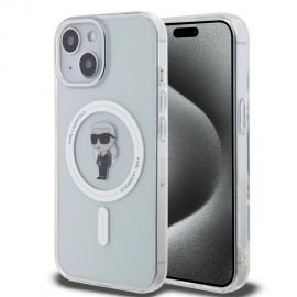Skaidrus originalus dėklas Karl Lagerfeld IML Ikonik MagSafe telefonui Apple iPhone 15