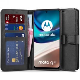 Juodas atverčiamas dėklas Motorola Moto G42 "Tech-Protect Wallet"