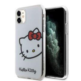 Baltas dėklas Hello Kitty IML Head Logo telefonui Apple iPhone 11