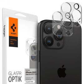 Skaidrus apsauginis stiklas galiniai kamerai Apple Iphone 14 Pro / 14 Pro Max / 15 Pro / 15 Pro Max / 16 Pro / 16 Pro Max "Spigen Optik 2-Pack"