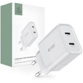 Baltas buitinis pakrovėjas "TECH-PROTECT C20W 2-PORT NETWORK CHARGER PD20W"