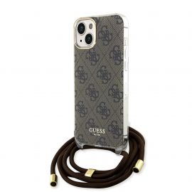 Rudas dėklas Guess IML 4G Printed Crossbody telefonui Apple iPhone 15