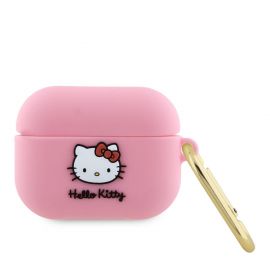 Rožinis dėklas AirPods Pro "Hello Kitty Liquid Silicone 3D Kitty Head Logo"