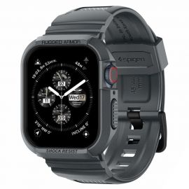 Tamsiai pilkas dėklas Apple Watch 4 / 5 / 6 / 7 / 8 / 9 / SE (44 / 45MM) "Spigen Rugged Armor Pro"